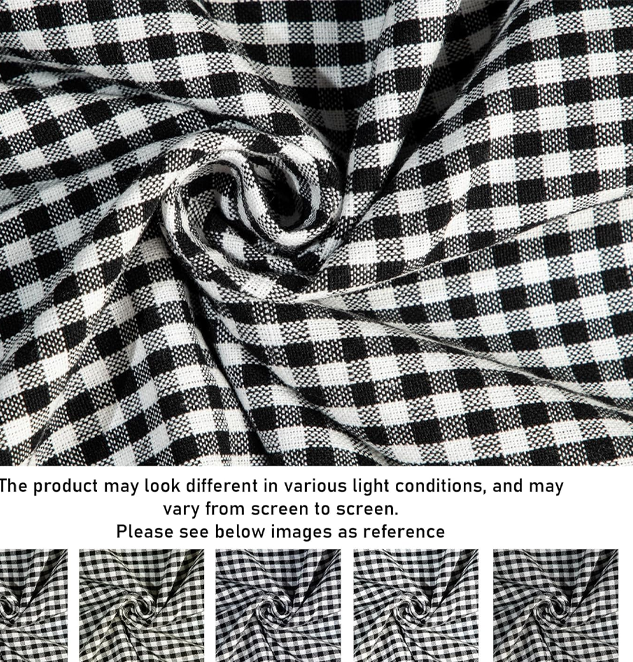Gingham Check Cotton Fabric Upholstery Curtains Cushion