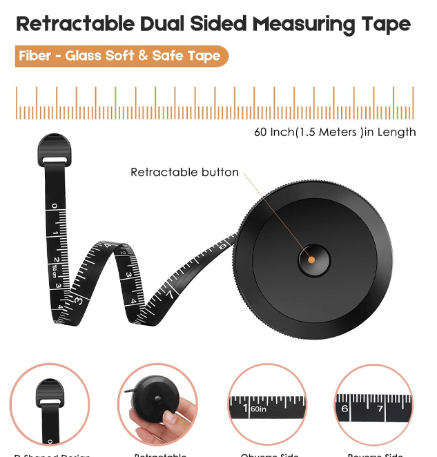 2 Pack Tape Measure Measuring Tape for Body Fabric Sewing