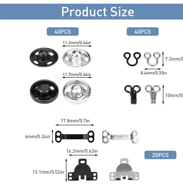 50 Pairs Hook and Eye Sewing Hook Sewing Button