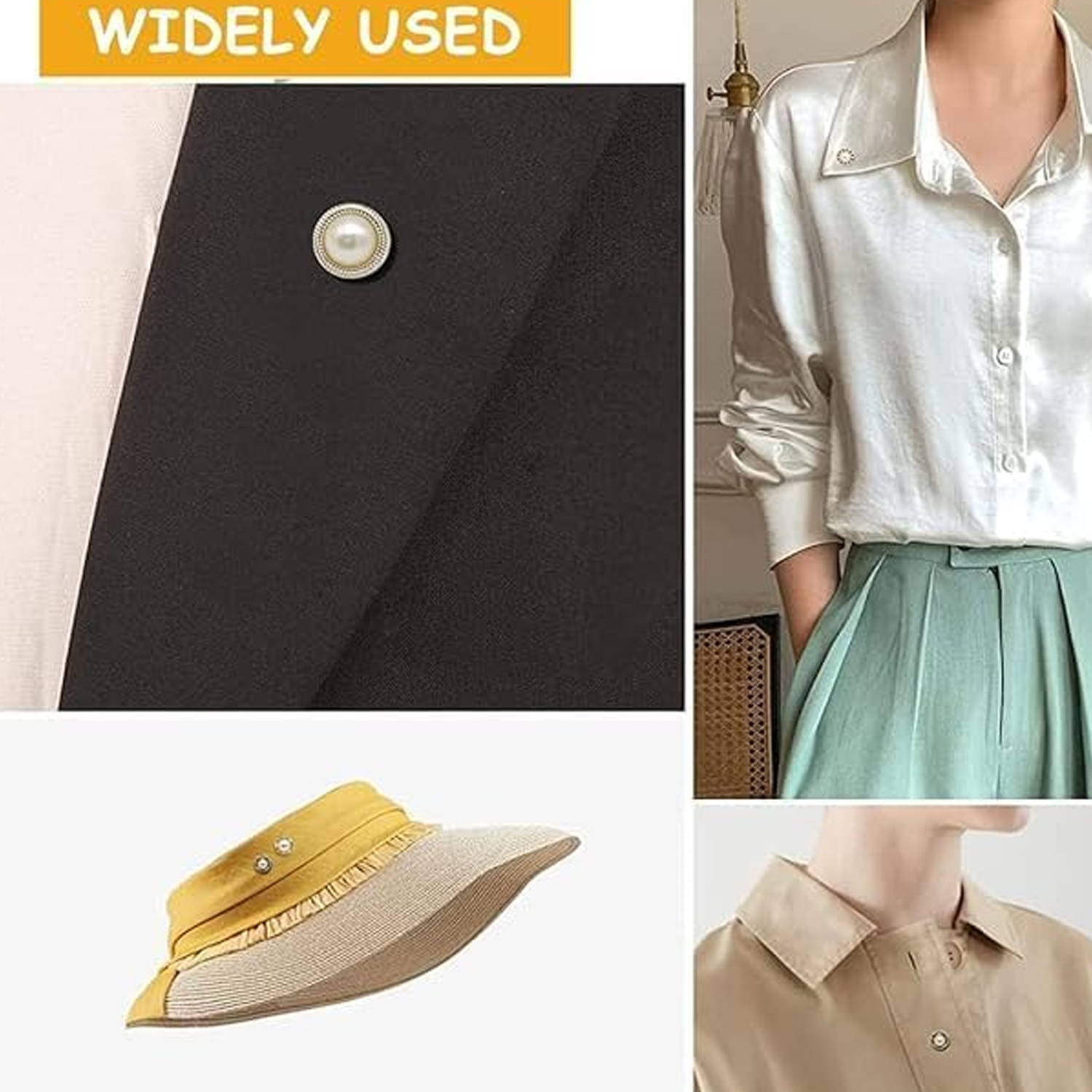20Pcs Women Shirt Brooch Pearl No Sew Button Pin