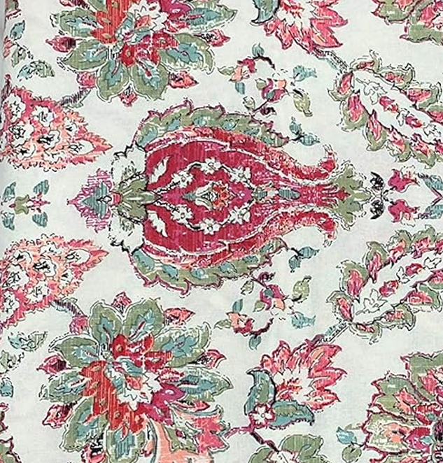 Jaipuri Handmade Floral Printed Fabric