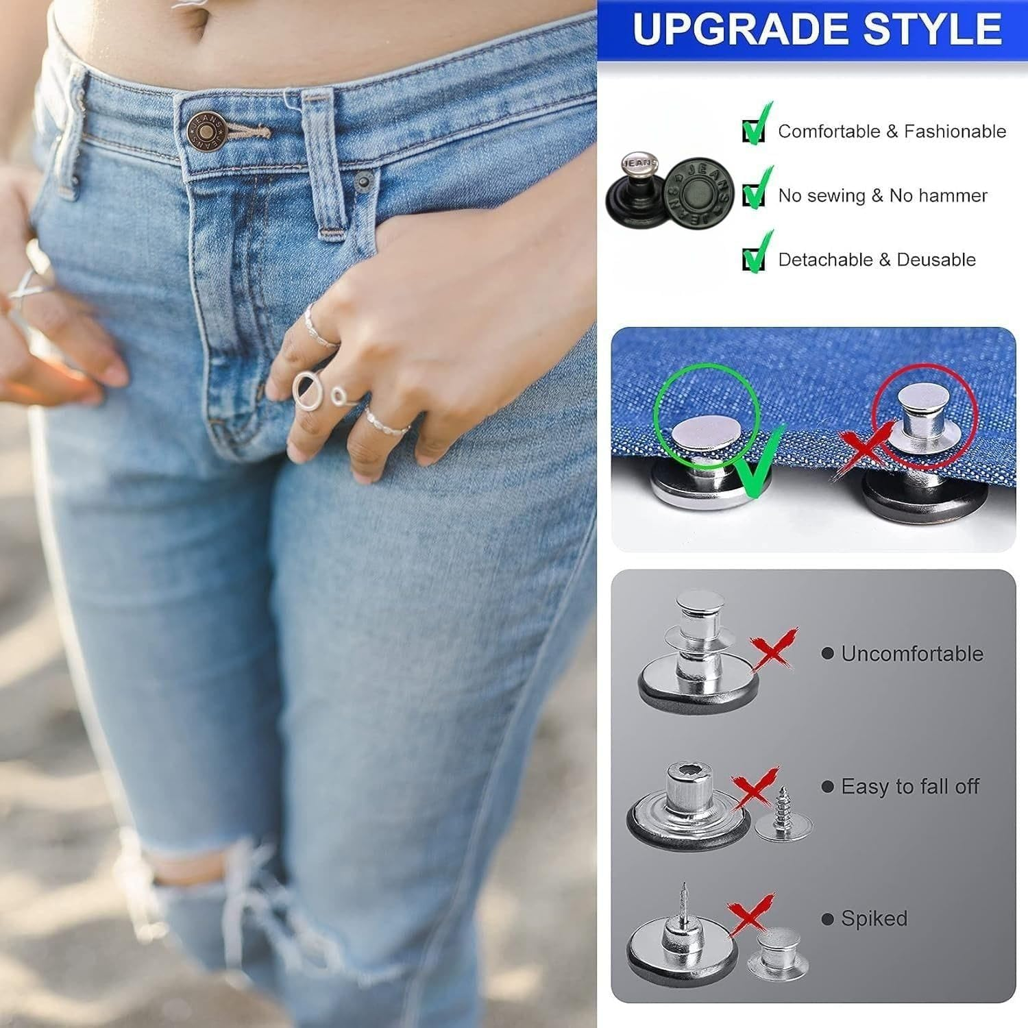Metal Jeans Buttons for Waist Size Adjustment