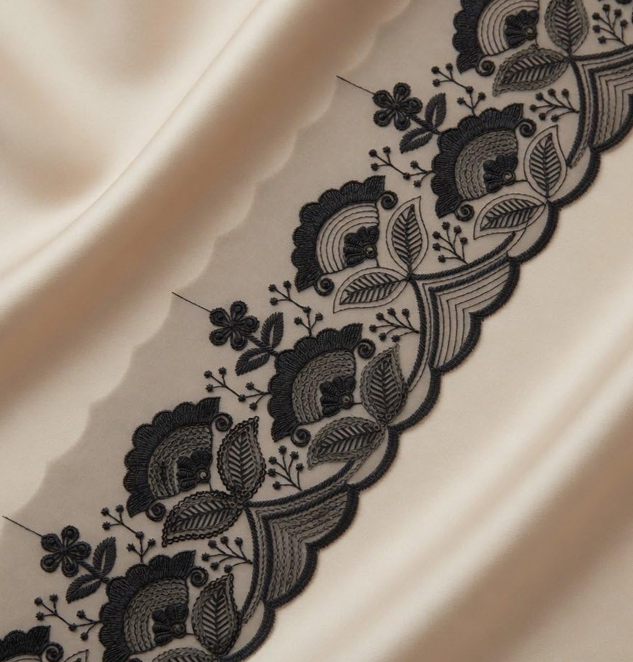 Embroidered Black Tulle Lace Trim