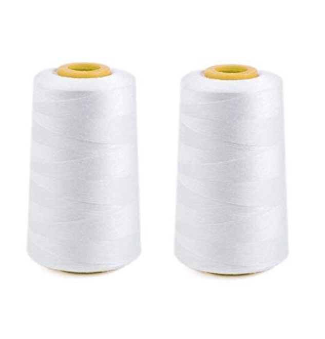 Spool For Sewing, Stitching, Overlock, Murrow (2 Pcs White, 5000 Meter)