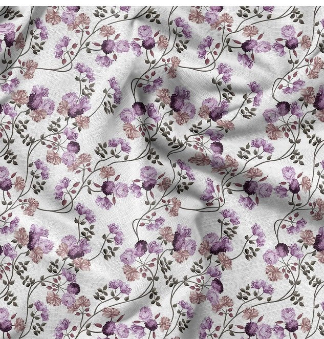 Soimoi Rayon Fabric Leaves & Peony Floral Print Fabric