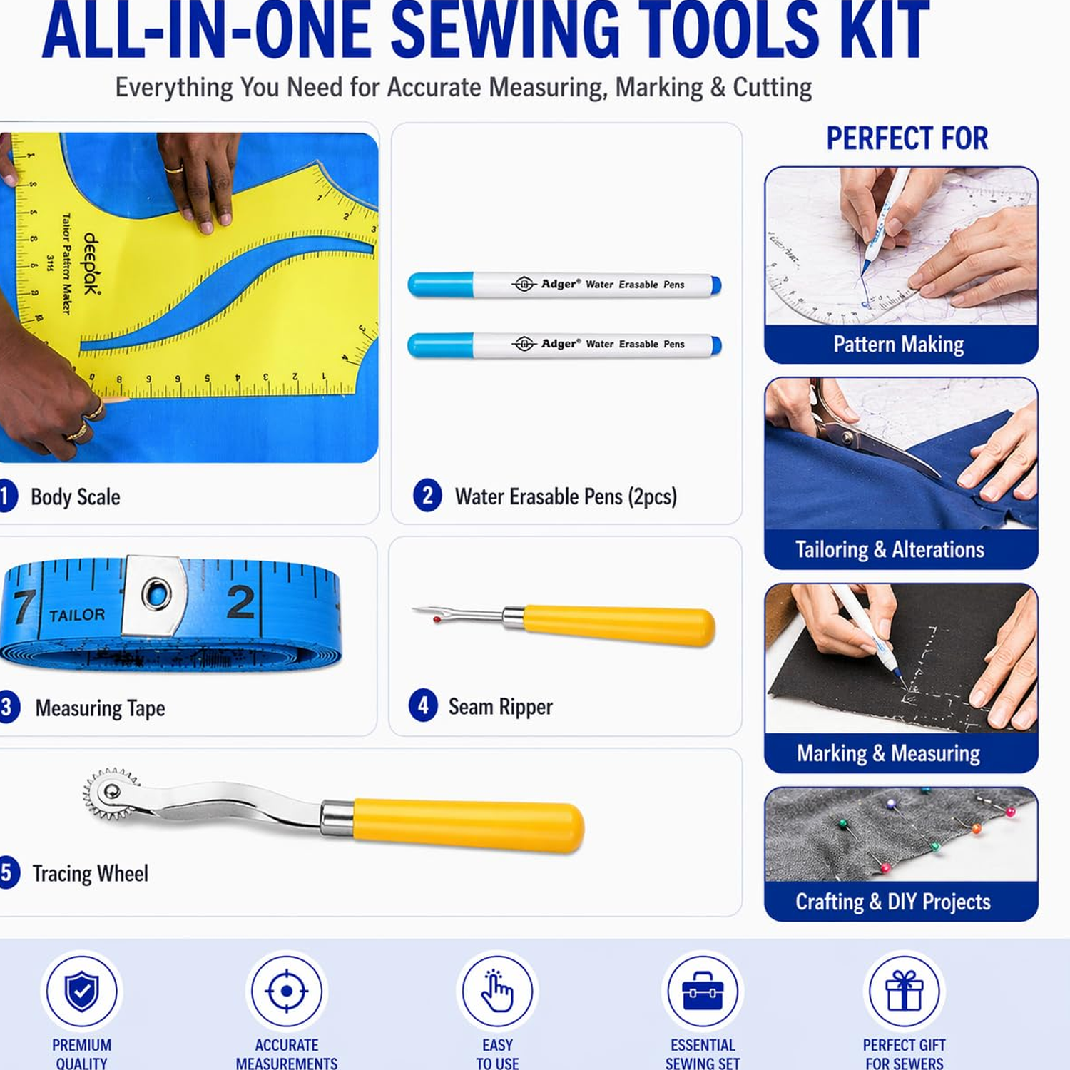 Curve Ruler with Measuring Tools, Tailoring Accessories