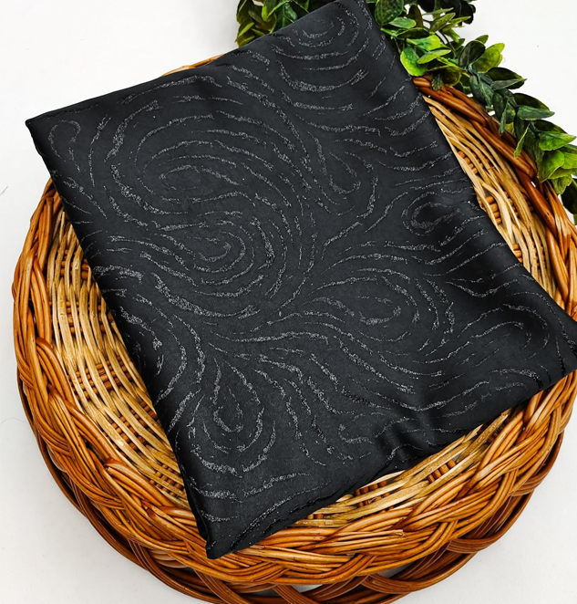 Premium Embossed Black Jacquard Fabric