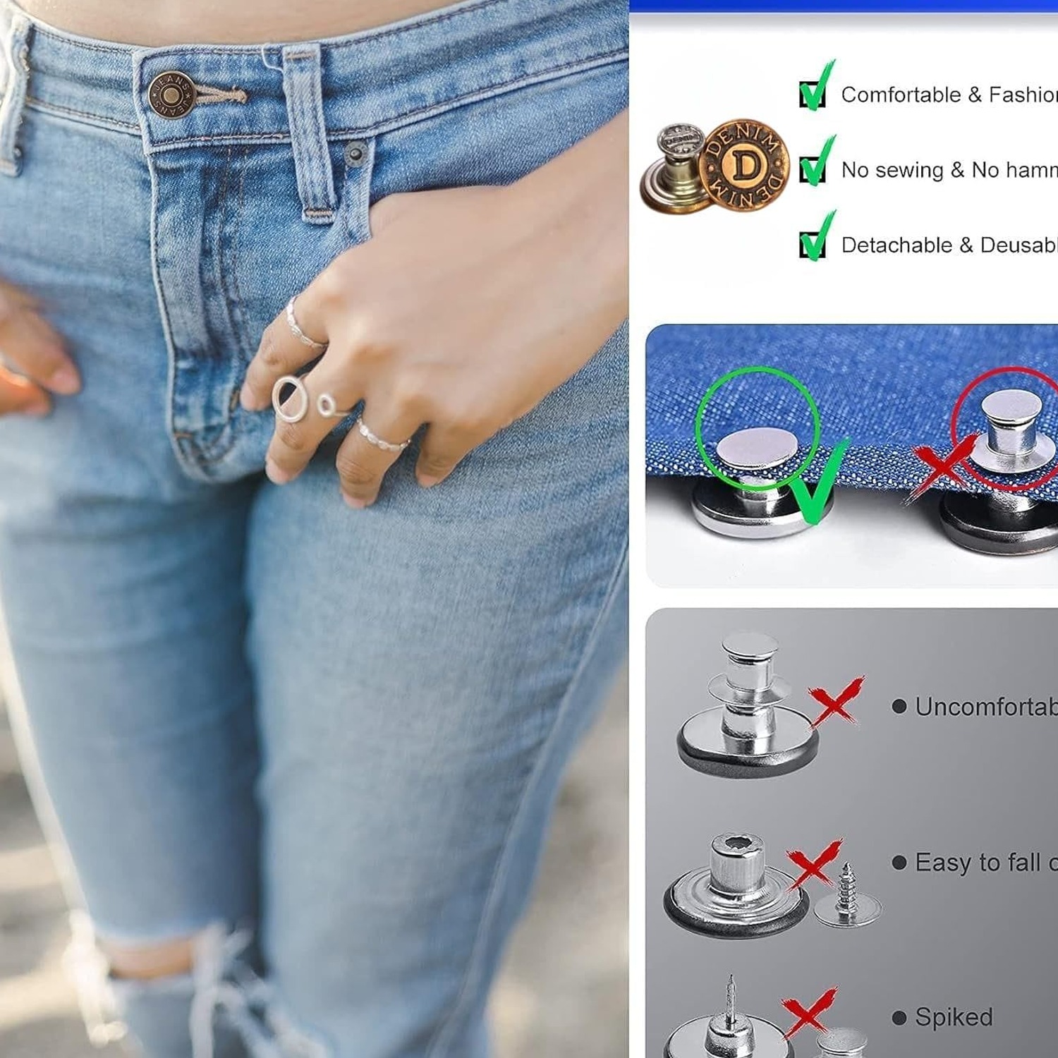 M Fabrics Jeans Metal Button