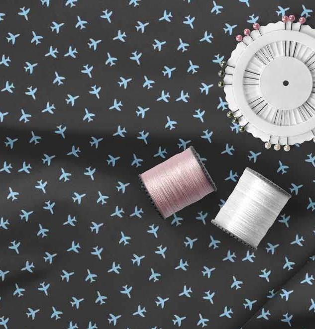 Chiffon Fabric Airplane Shirting Print Fabric