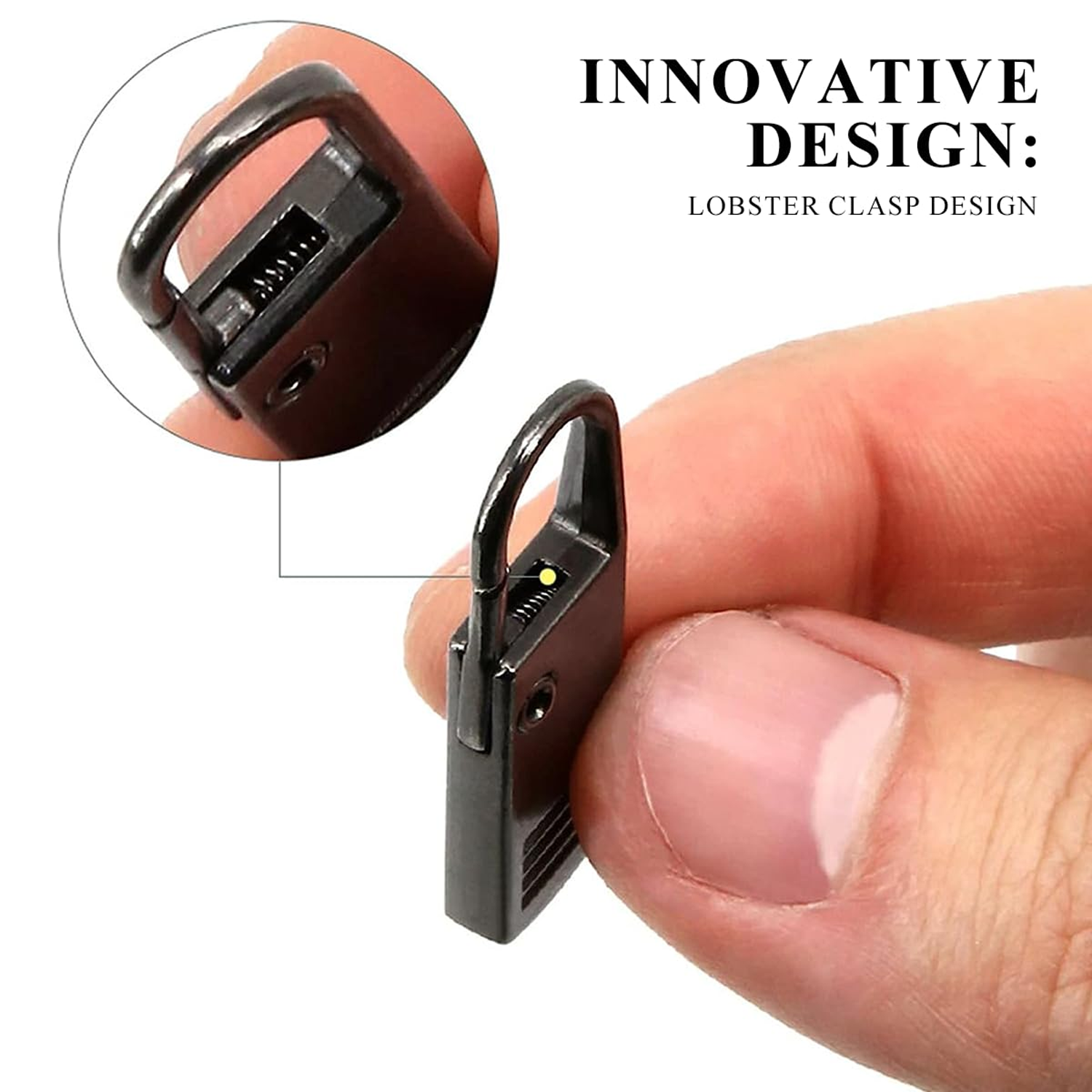 Zipper Pulls Tabs Replacement Black Detachable Metal Quick Release