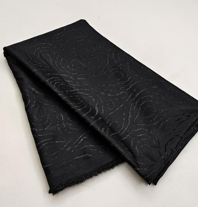 Premium Embossed Black Jacquard Fabric