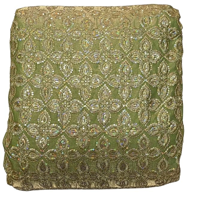 Designer Embroidered Fabric with Zari Work