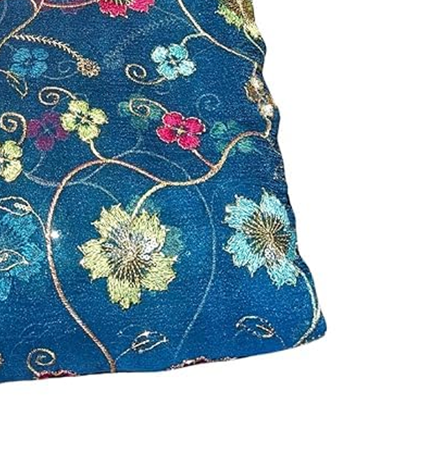 Trasparent Fabric Multicolred Flower Embroidered