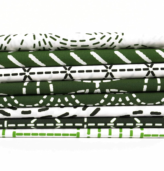 8 Pc Fat Quarter Bundle Japanese Sashiko Print