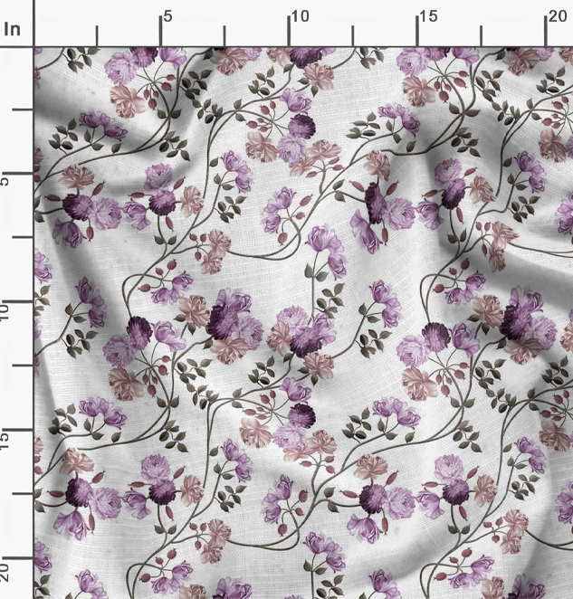 Soimoi Rayon Fabric Leaves & Peony Floral Print Fabric