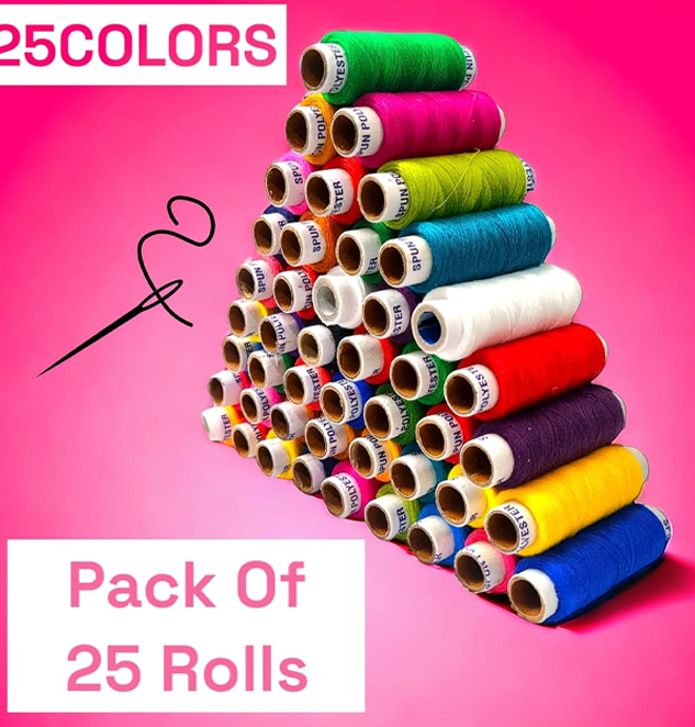 Pack of 25 Pcs Sewing Thread Spun Polyester