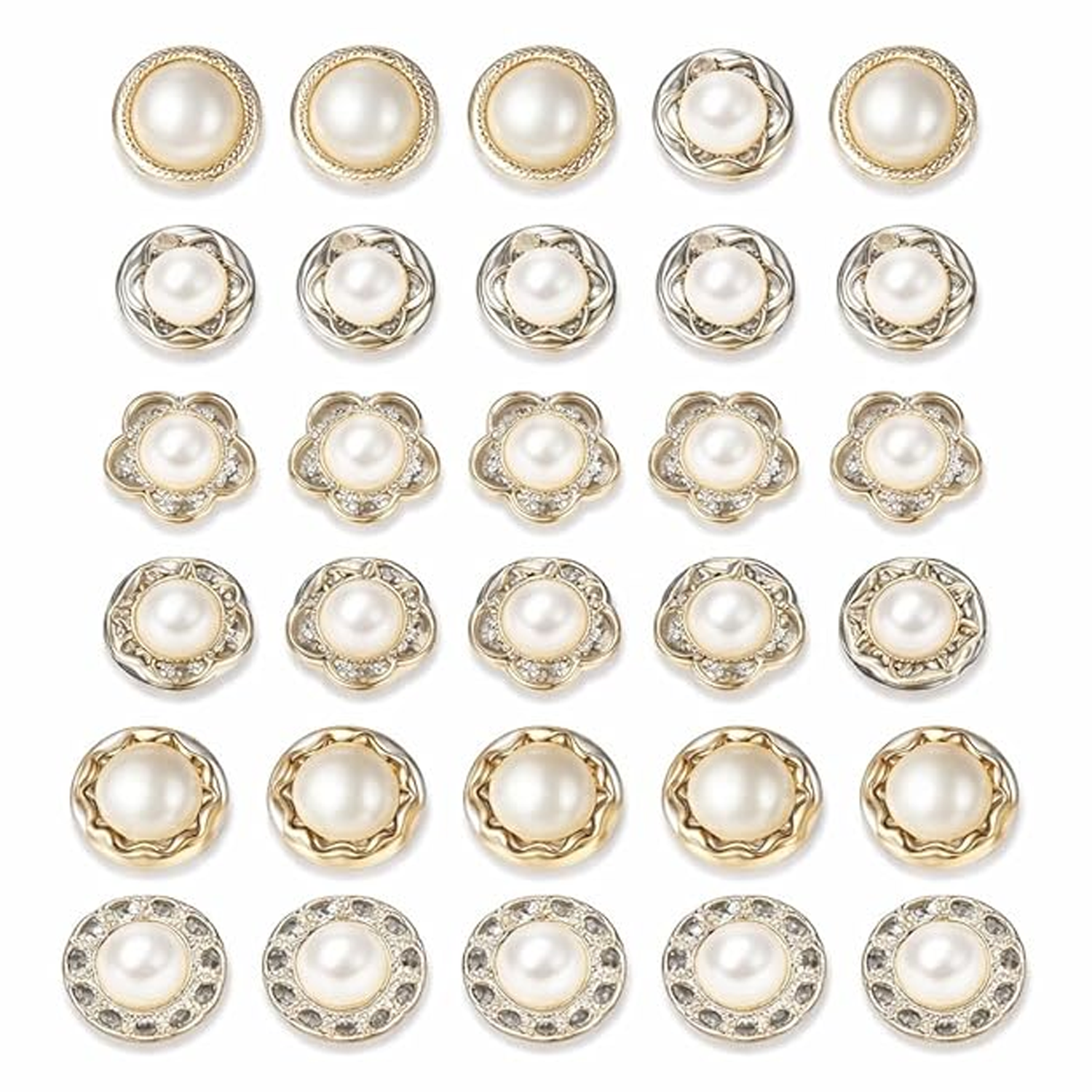 30 Pcs Pearl Safety Brooch Button Pins